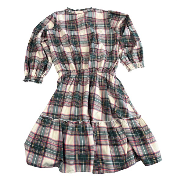Simply Southern Plaid Tiered Dress Womens Small Boho Preppy Green Red Tartan - Picture 2 of 8